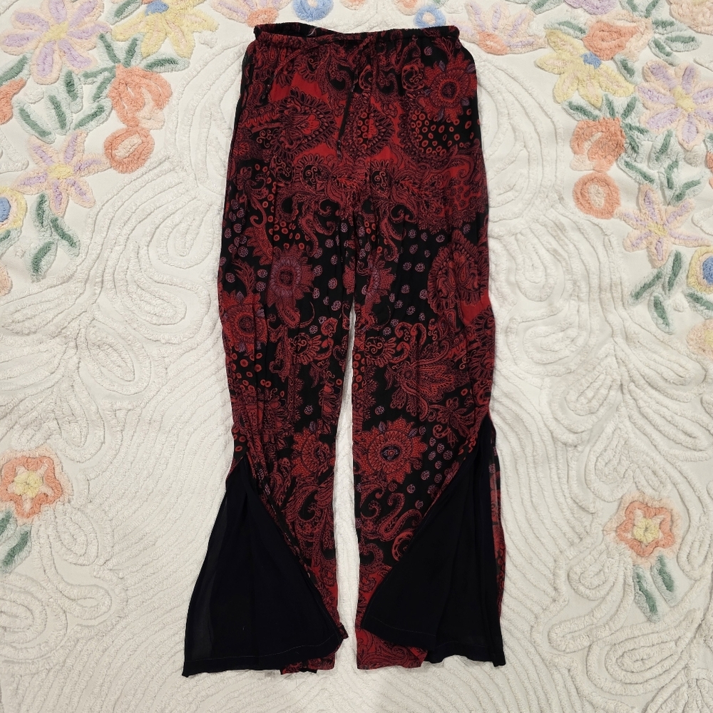 Vintage Rene Derhy Red Heart Paisley Pants